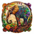 Last Day - Floral Elephant - Wooden Jigsaw Puzzle