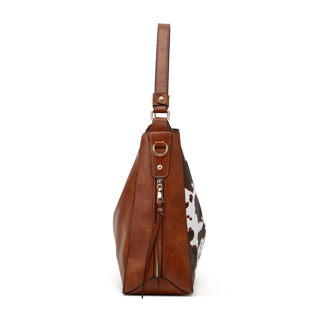 Luxury Leather Print Hobo Anti-Theft Handbag + FREE Pouch Wallet