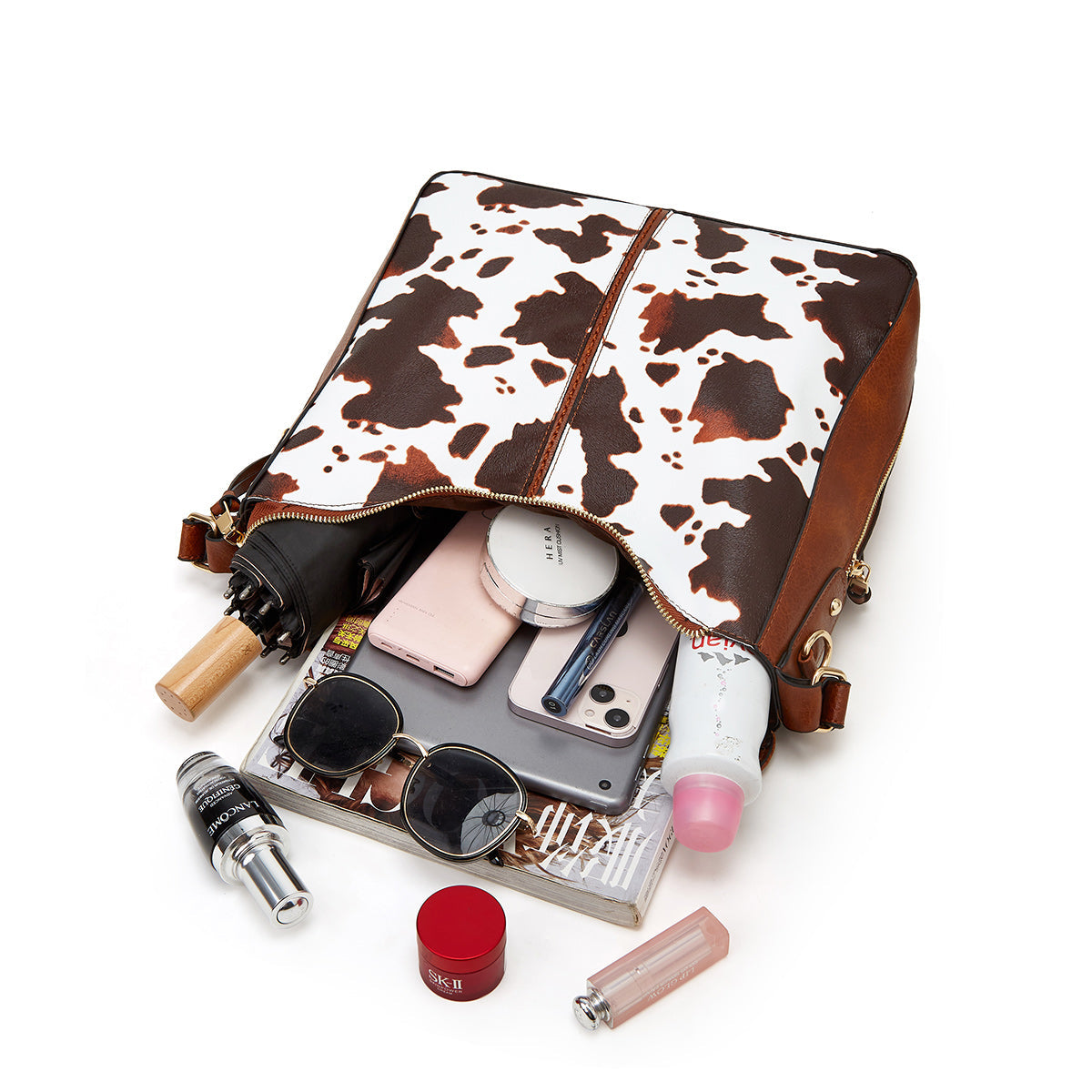 Luxury Leather Print Hobo Anti-Theft Handbag + FREE Pouch Wallet