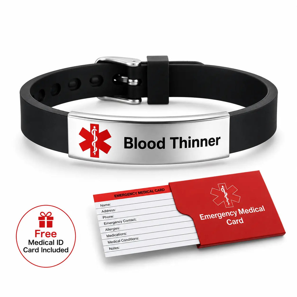 LifeTrove Medical ID Bracelet: Stainless Steel, Adjustable + Free Emergency Card