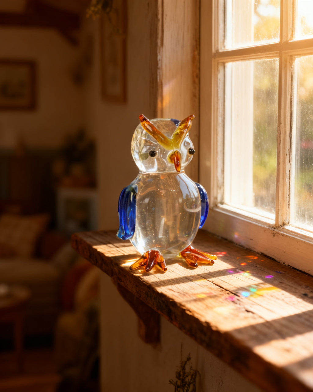The Moonlit Glass Owl - Blue