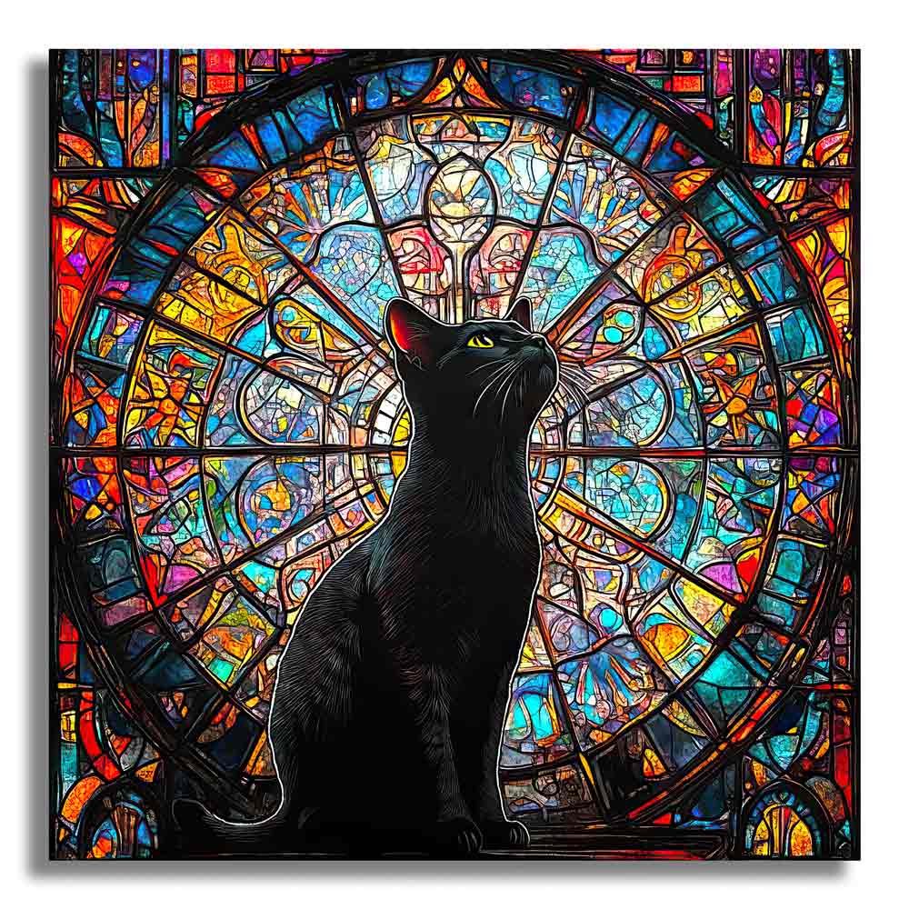 Last Day - Stained Glass Cat - Wooden Jigsaw Puzzle