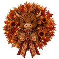 Highland Cow Autumn Wreath