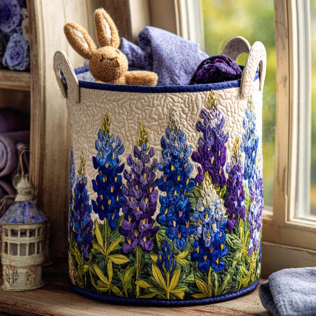 "Velvet Paws" Hand-Quilted Cat Laundry Basket