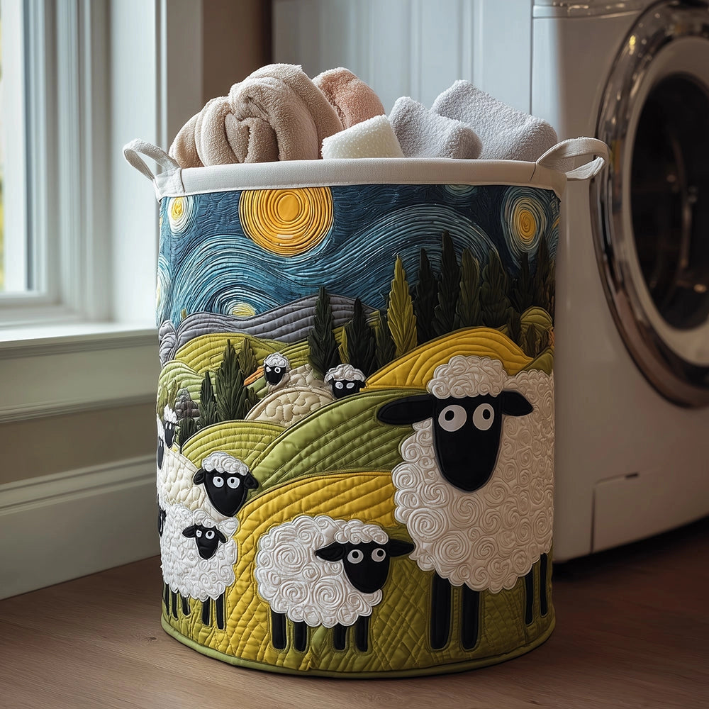 "Forest Whisper" Hand-Quilted Laundry Basket