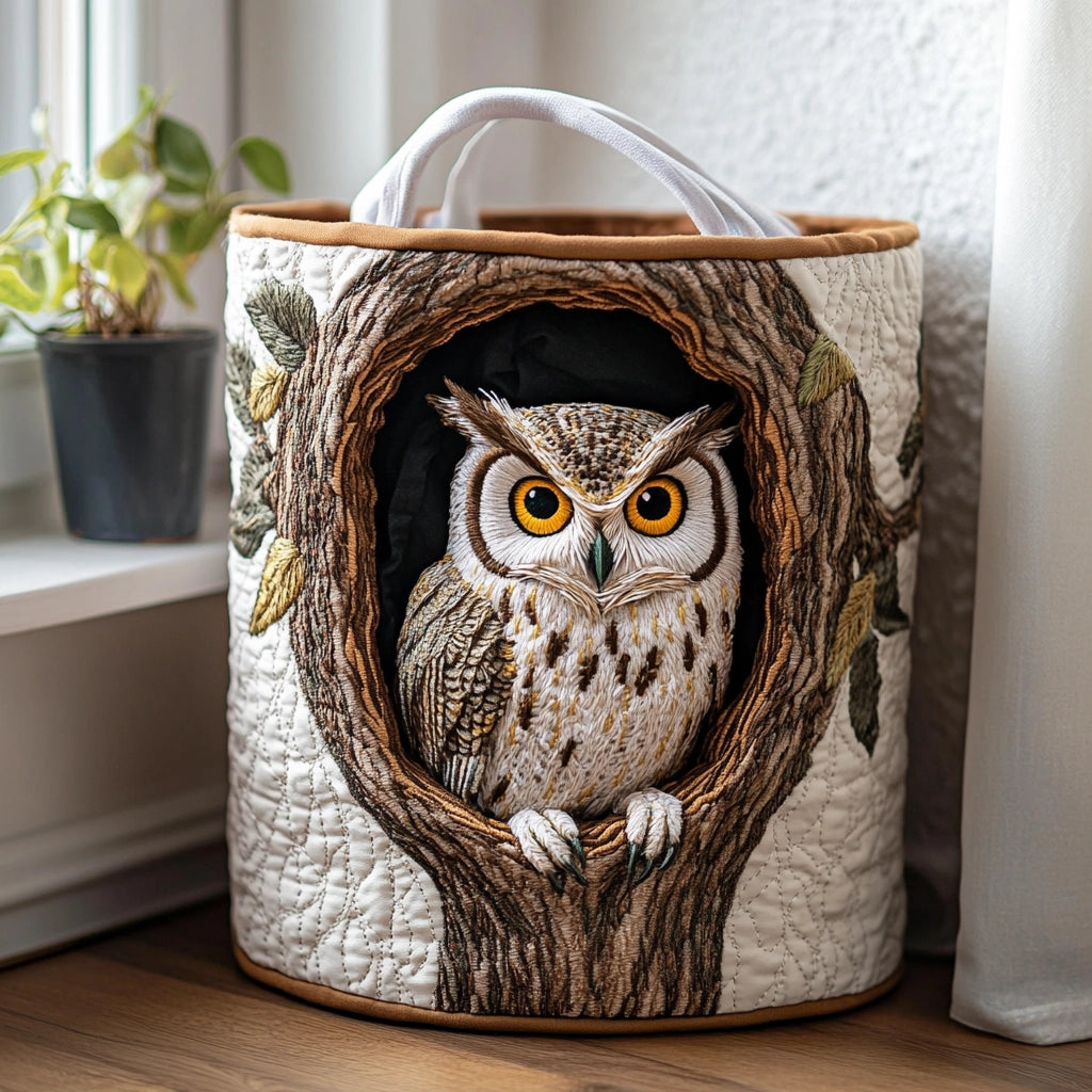 "Forest Whisper" Hand-Quilted Laundry Basket