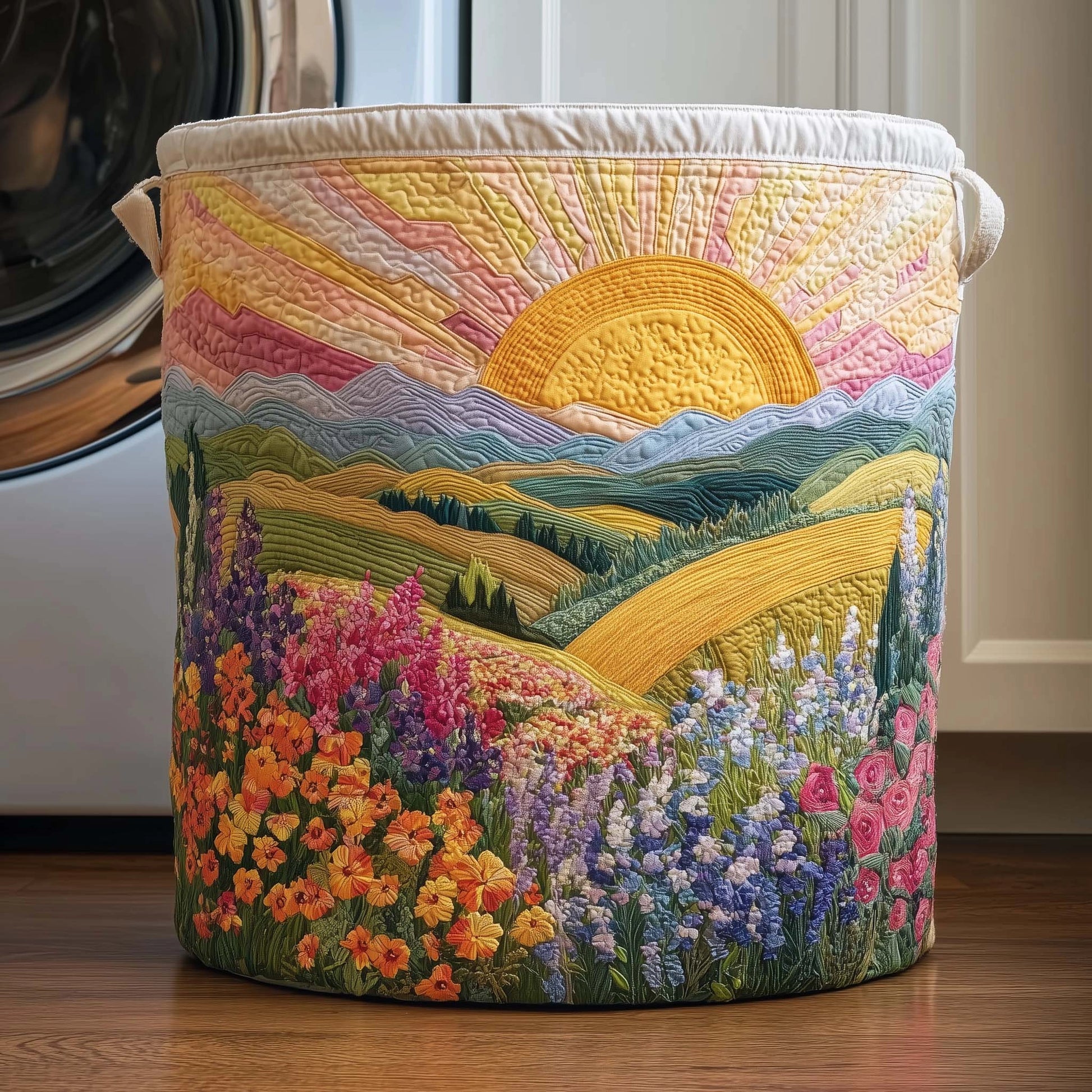 "Little Lamb" Hand-Quilted Laundry Basket