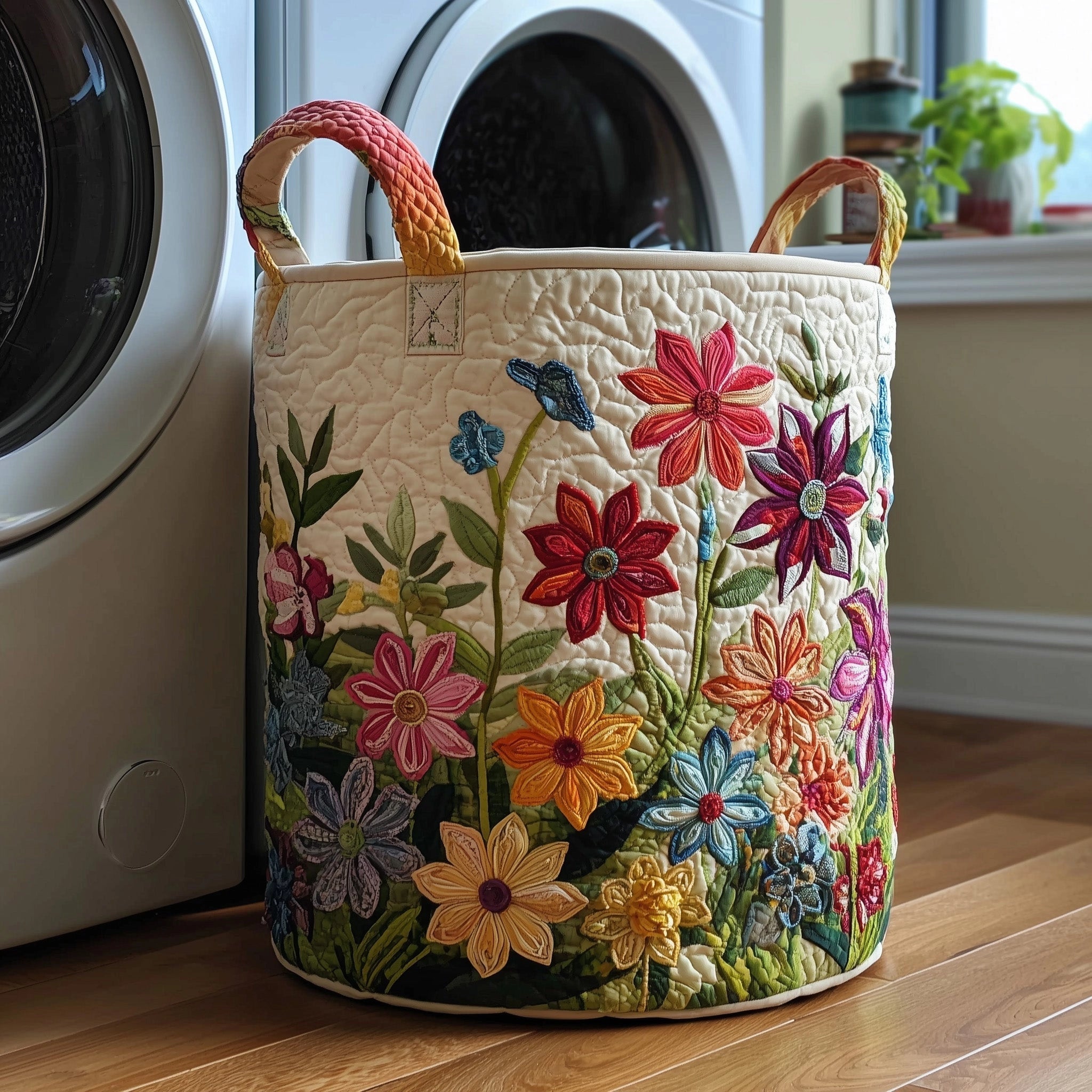 "Little Lamb" Hand-Quilted Laundry Basket