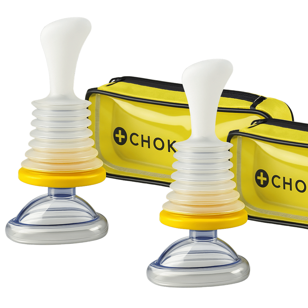 Two Merrova's ChokeHero anti-choking devices with carry cases