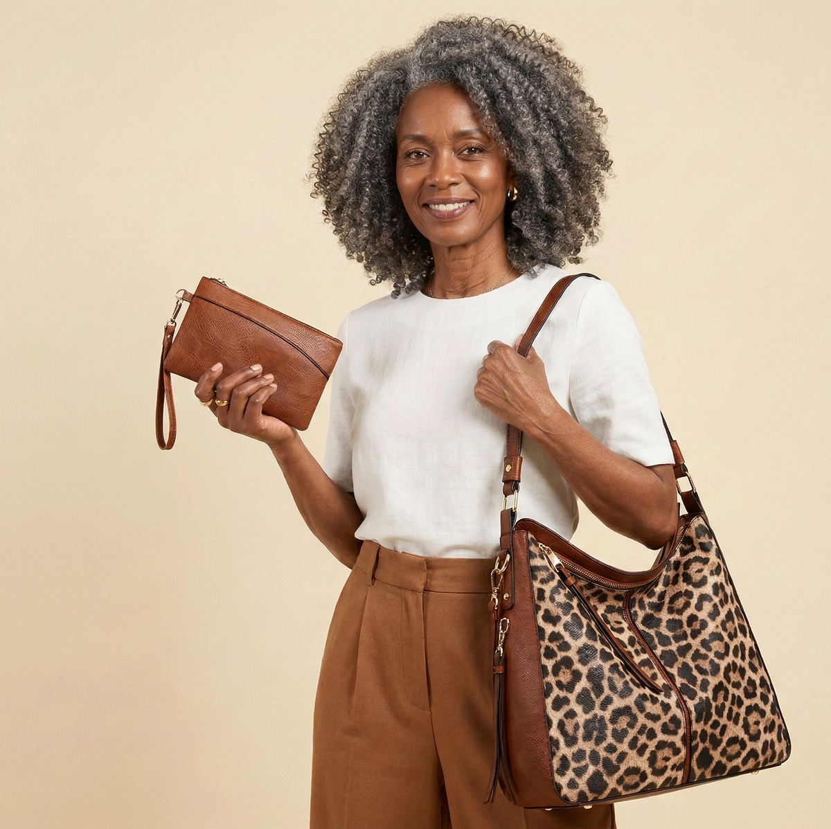 Luxury Leather Print Hobo Anti-Theft Handbag + FREE Pouch Wallet
