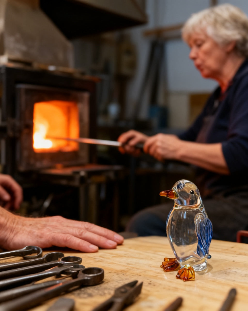 The Frostlight Glass Penguin - made by hand