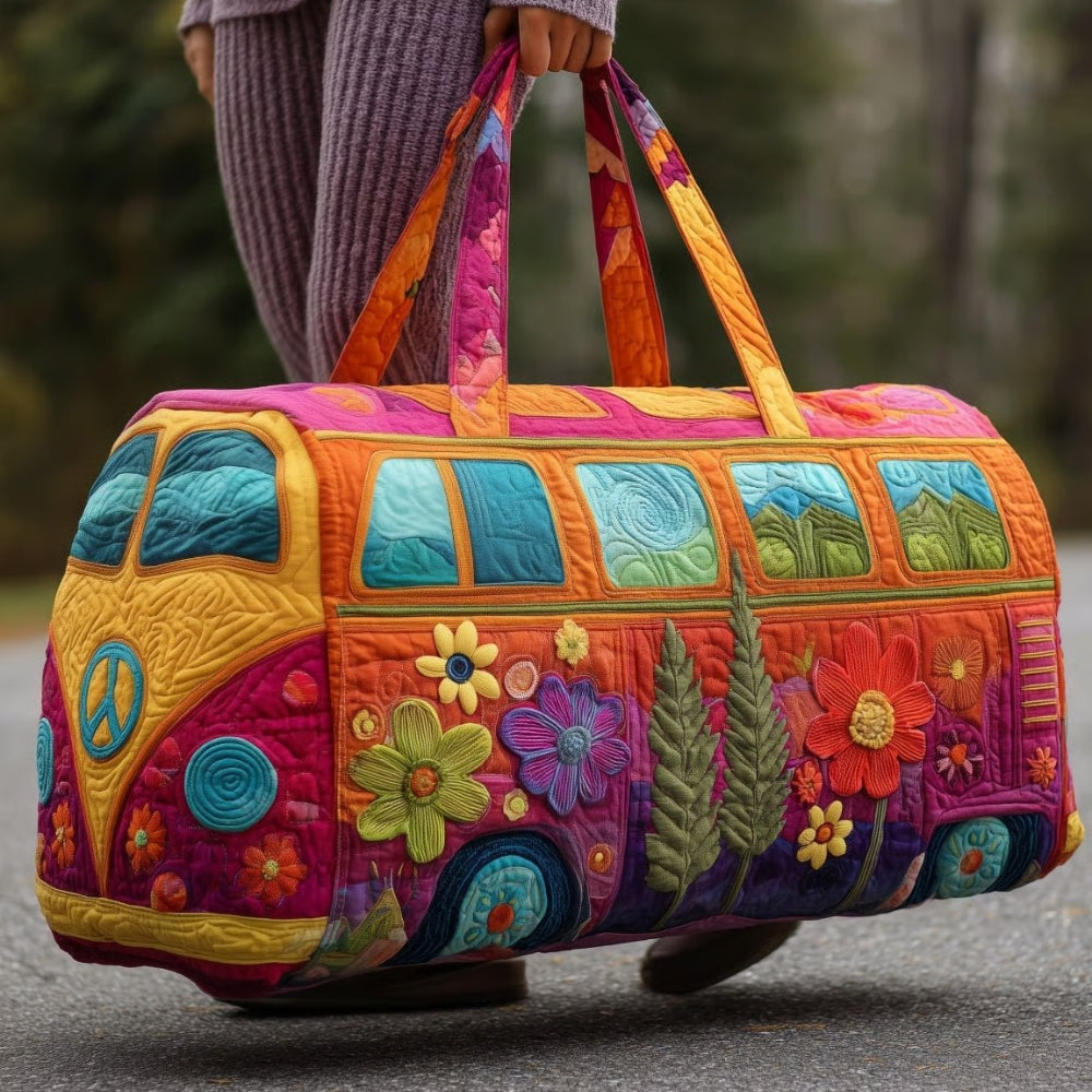 Hand-Quilted Hippie Bus Travel Bag