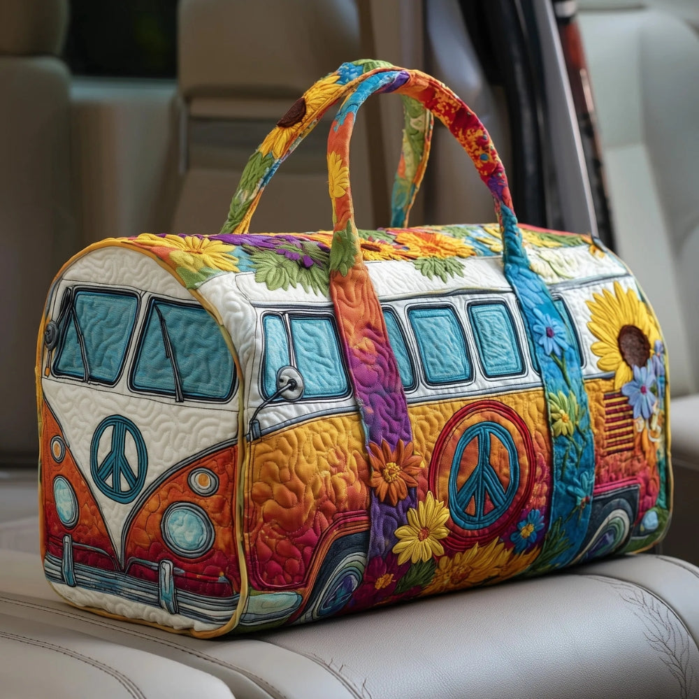 Hand-Quilted Hippie Bus Travel Bag