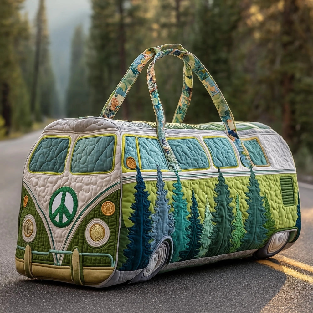 Hand-Quilted Hippie Bus Travel Bag